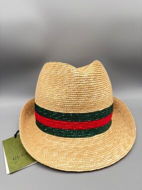 Gucci Straw Fedora Hat - Size Small